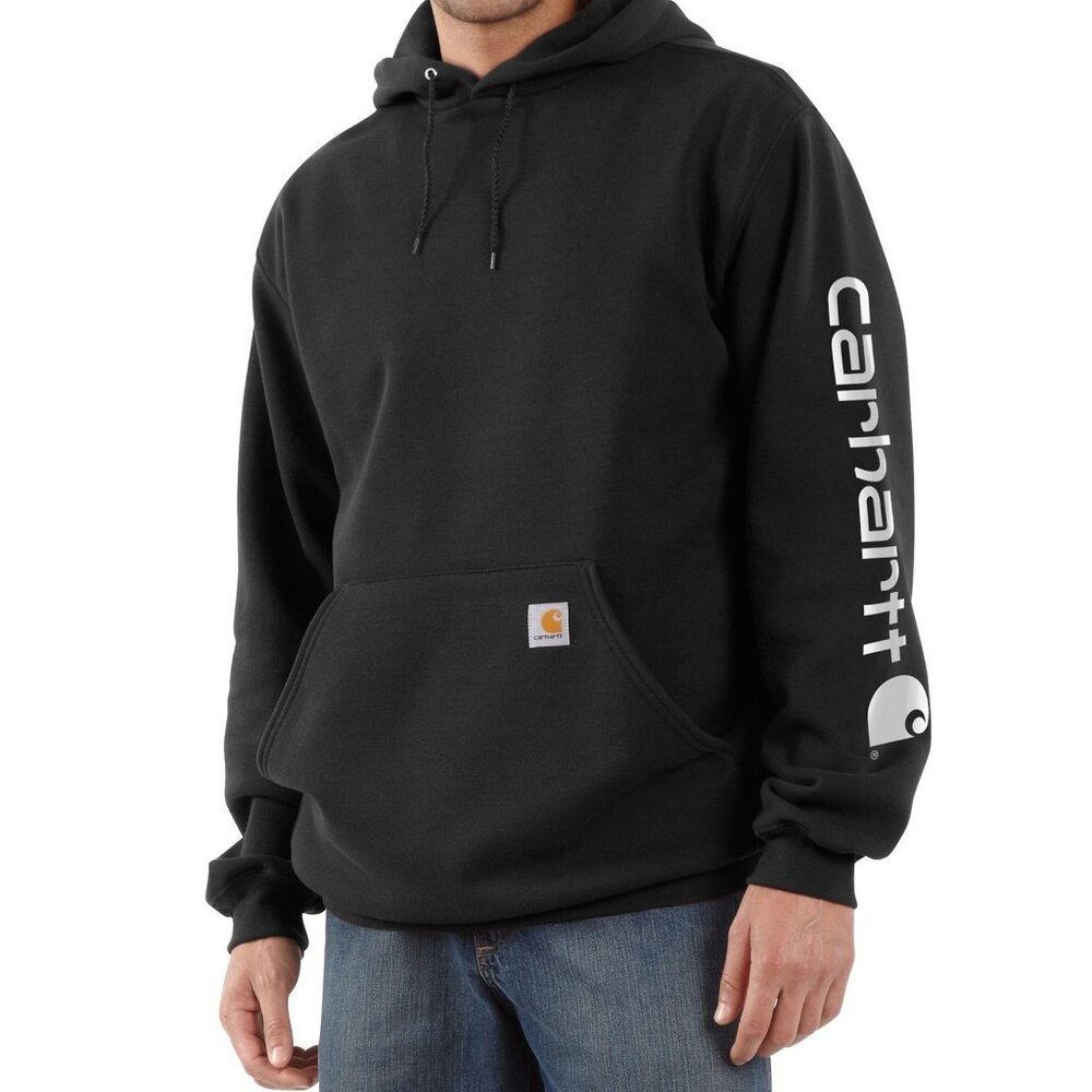 Carhartt • Men’s Midweight Sleeve Logo Hoodie • Large • Black and White